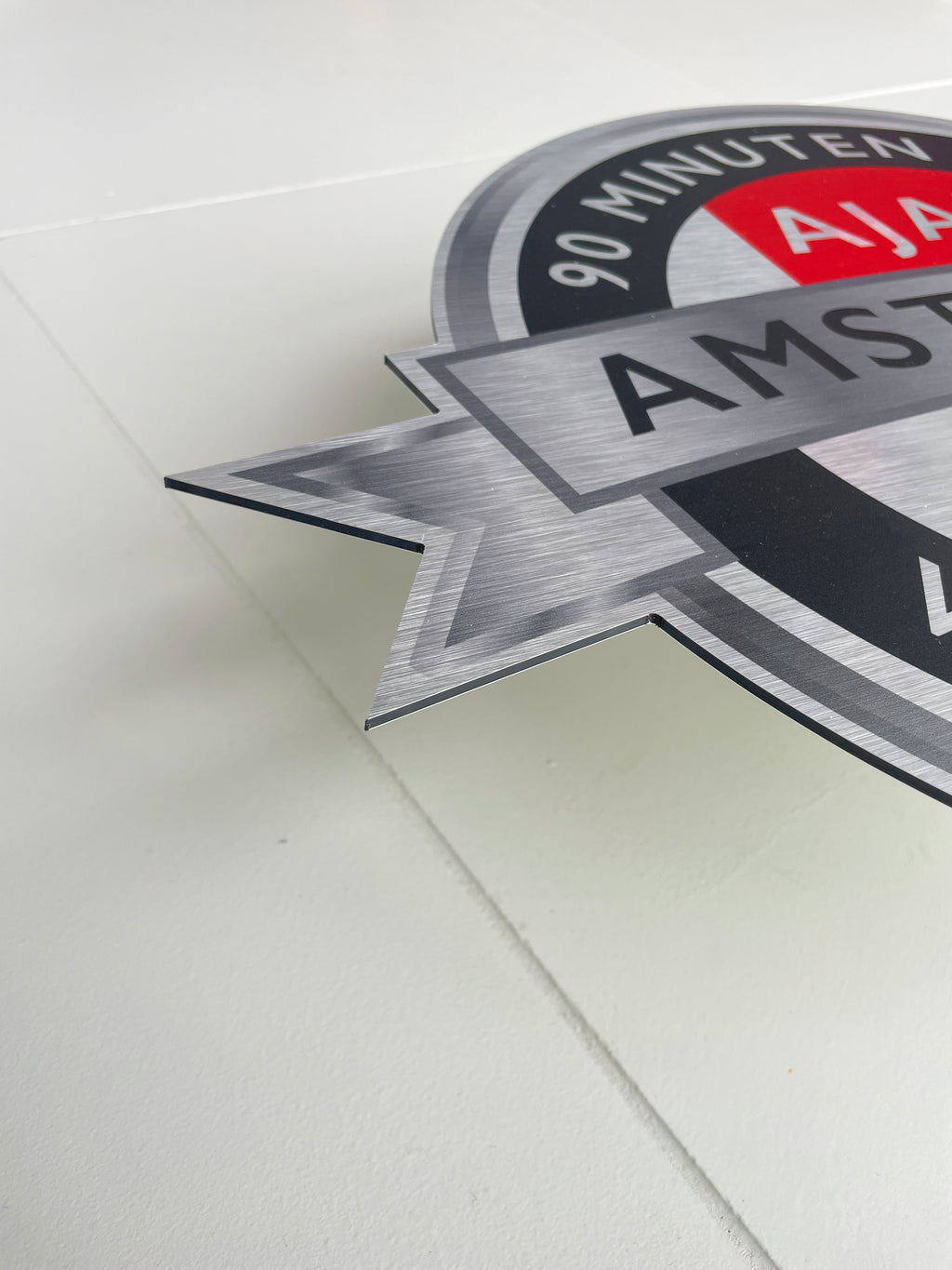 Reclamebord Embleem Ajax 90 minuten lang (zwart) aluminium
