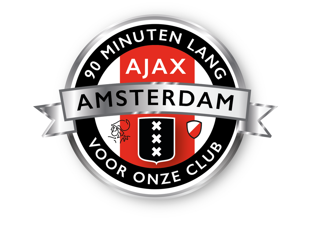 Reclamebord Embleem Ajax 90 minuten lang (zwart) aluminium