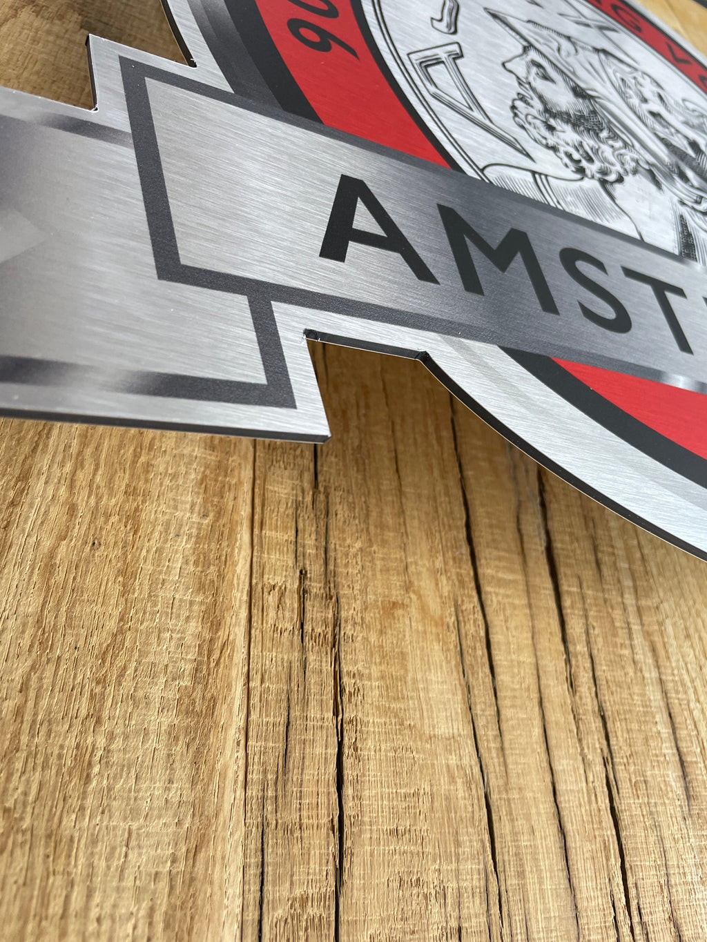 Reclamebord Embleem Ajax 90 minuten lang (rood) aluminium