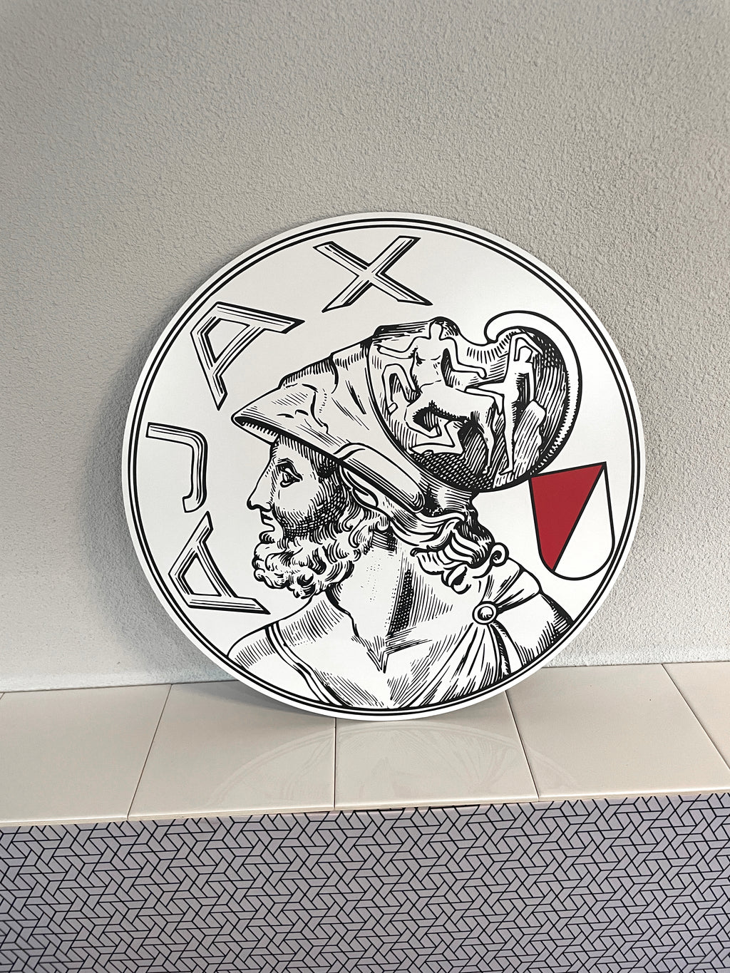 Reclamebord Ajax logo oud nieuw Arena, aluminium, 40x40cm