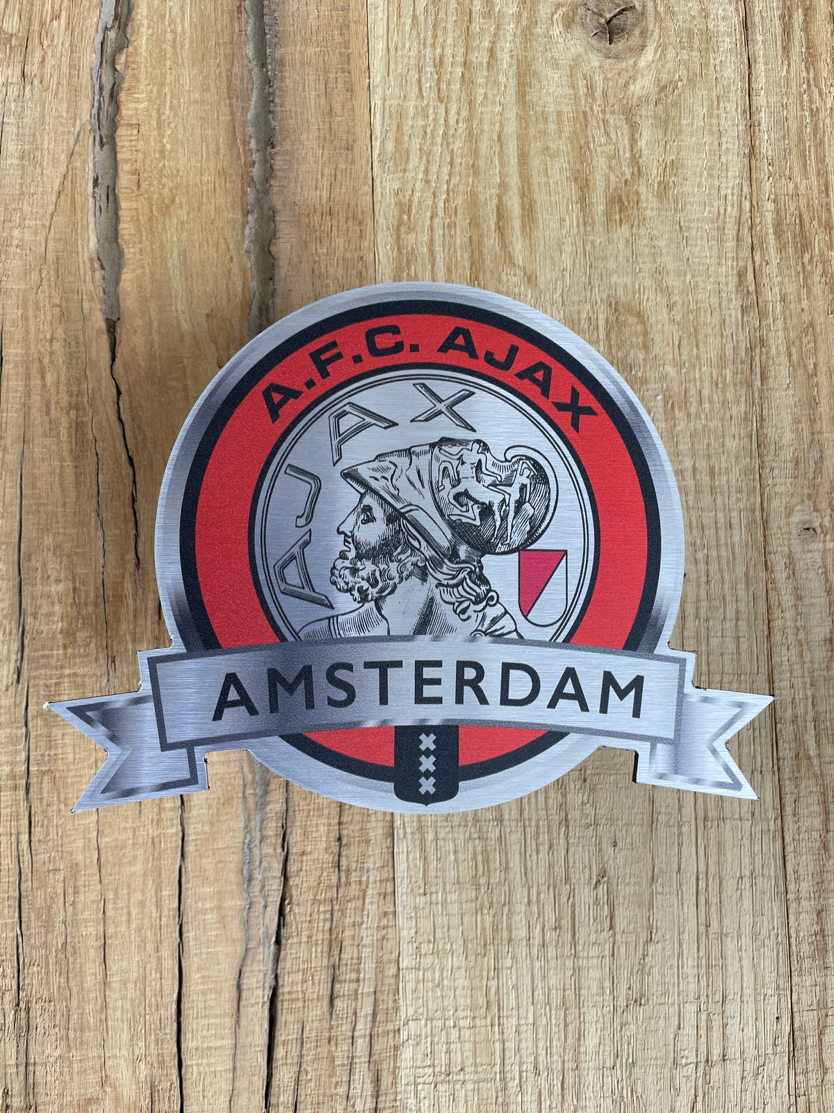 Reclamebord Ajax embleem logo 40x40cm aluminium