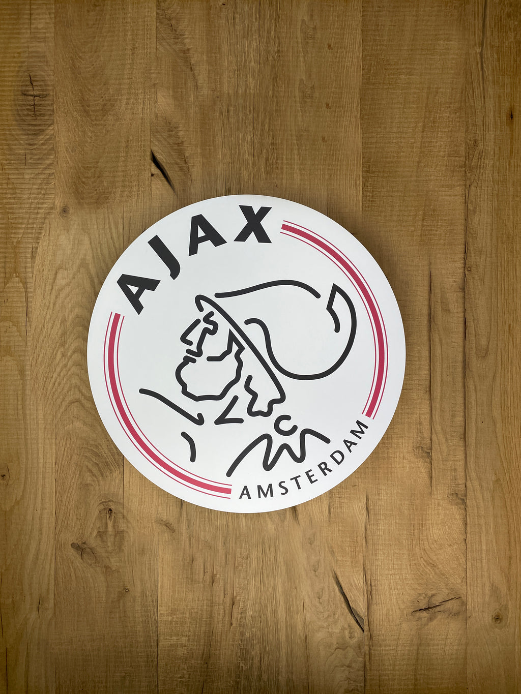 Reclamebord Ajax logo modern strak wit 40x40cm aluminium