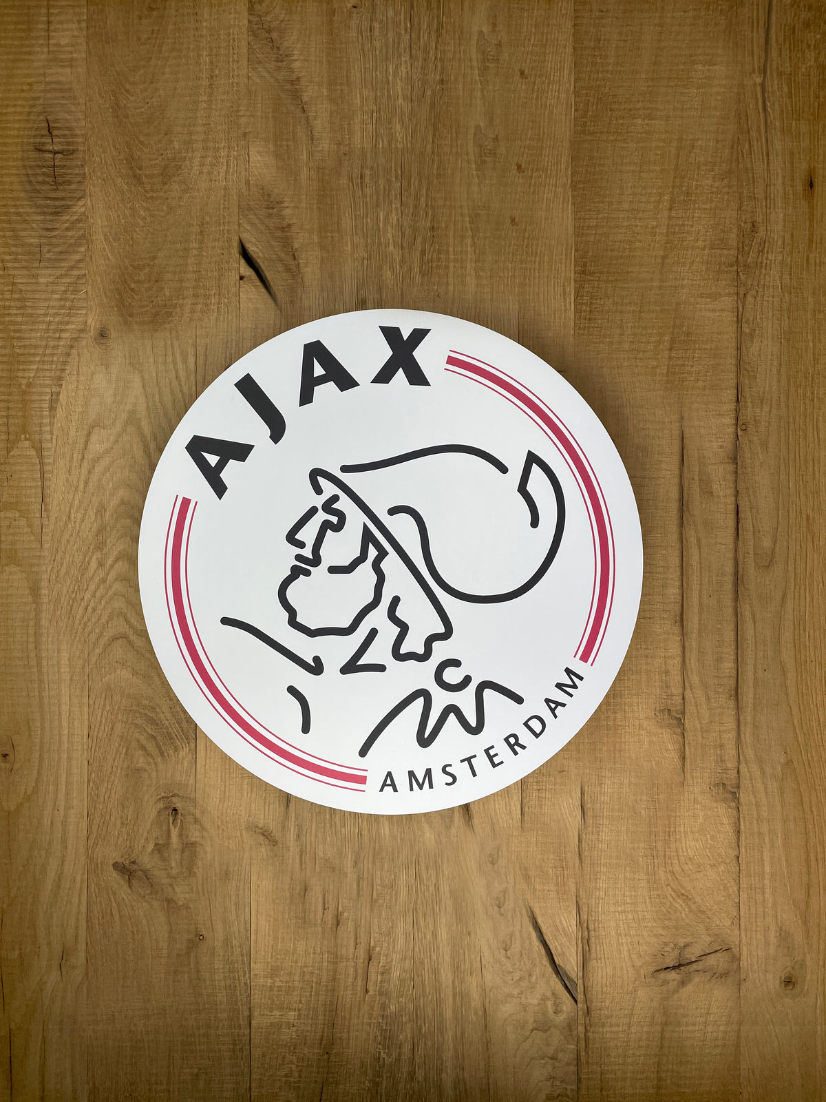 Reclamebord Ajax logo modern strak wit 40x40cm aluminium