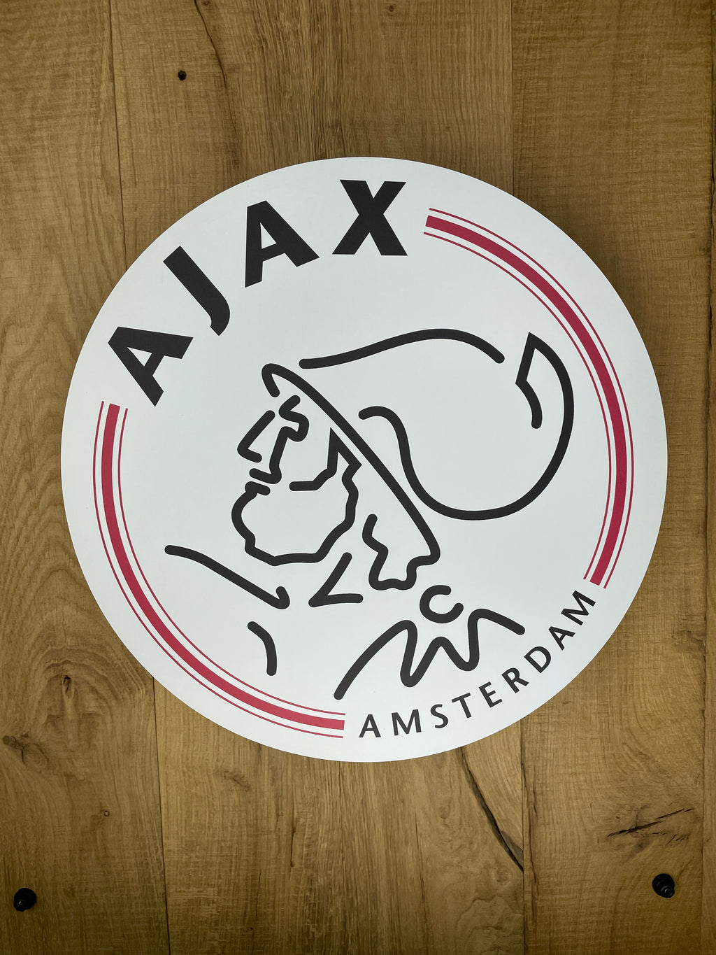 Reclamebord Ajax logo modern strak wit 40x40cm aluminium