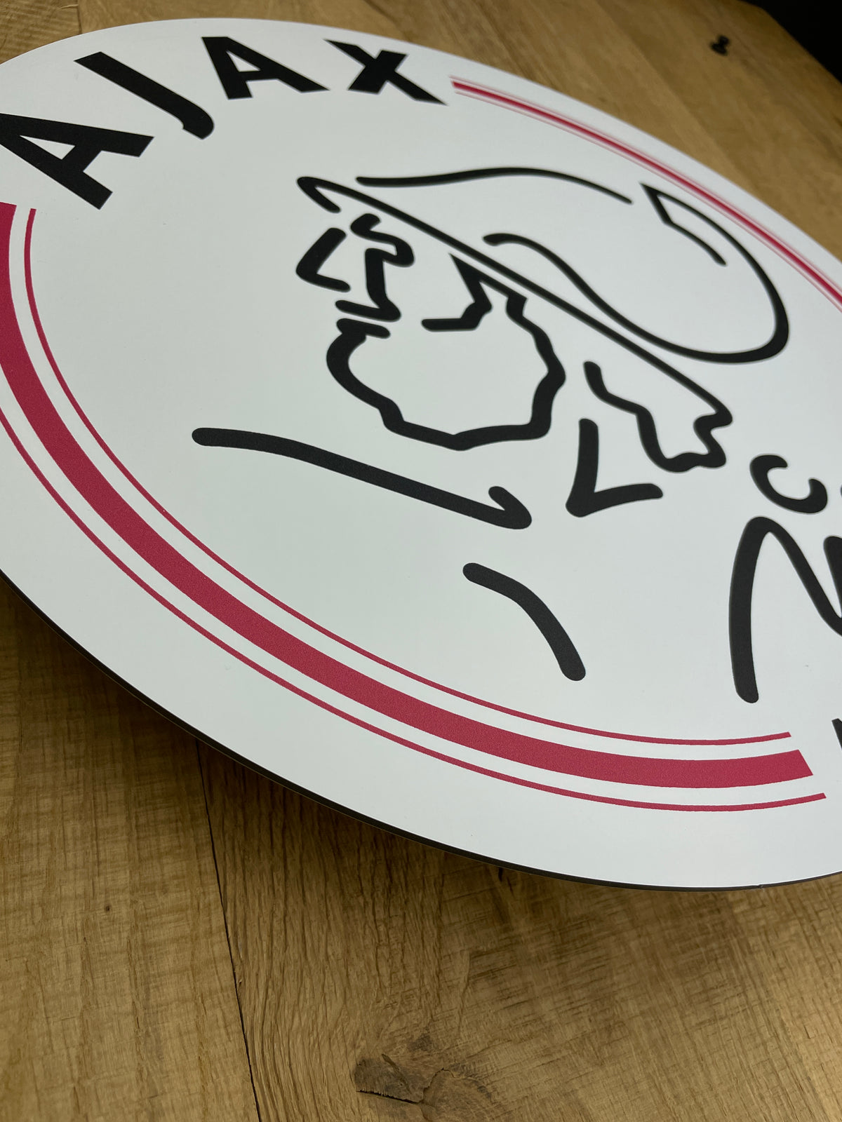 Reclamebord Ajax logo modern strak wit 40x40cm aluminium