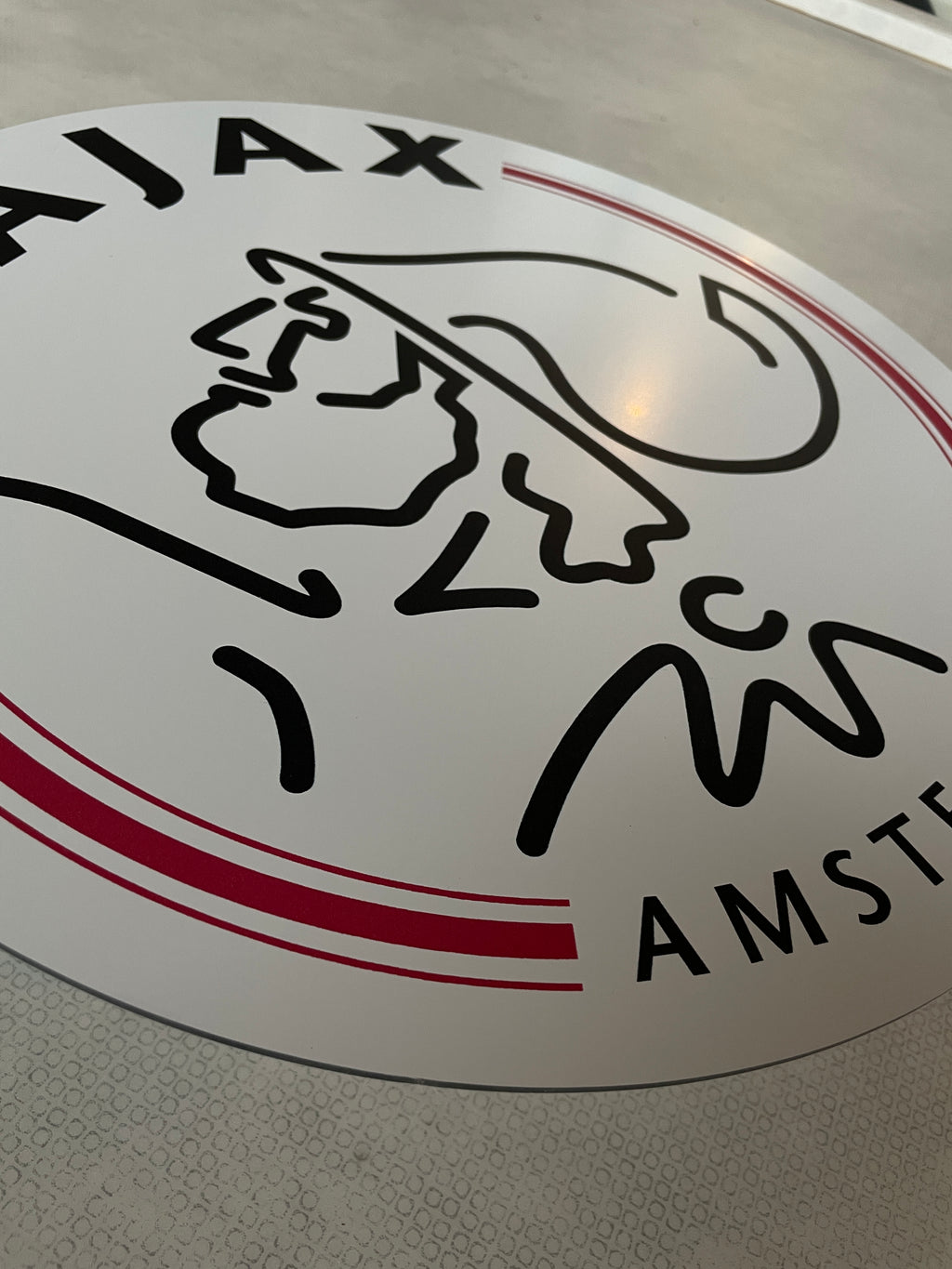 Reclamebord Ajax logo modern strak wit 40x40cm aluminium
