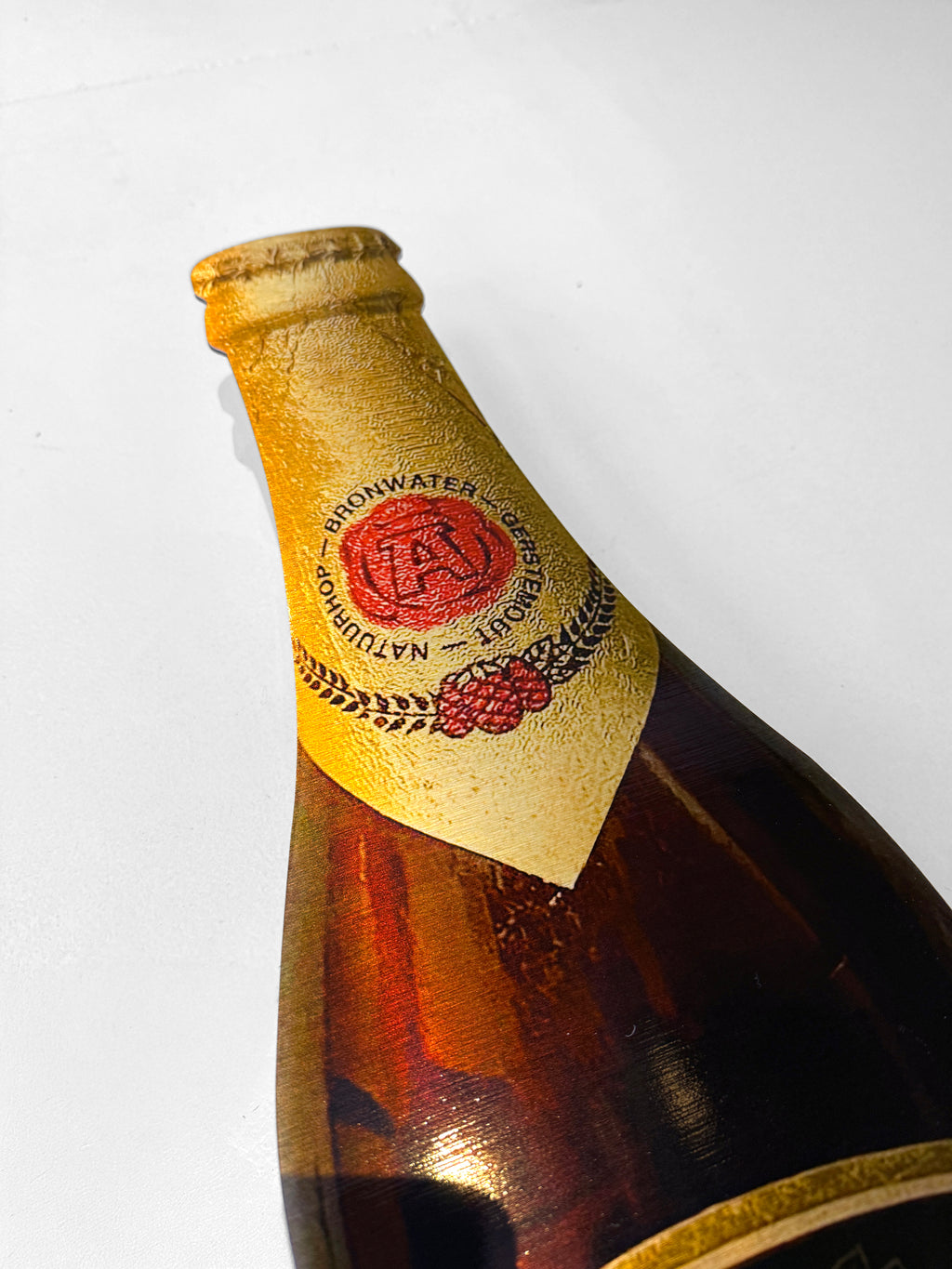 Reclamebord fles Alfa edel pils in vorm bierfles groot, 20x70cm