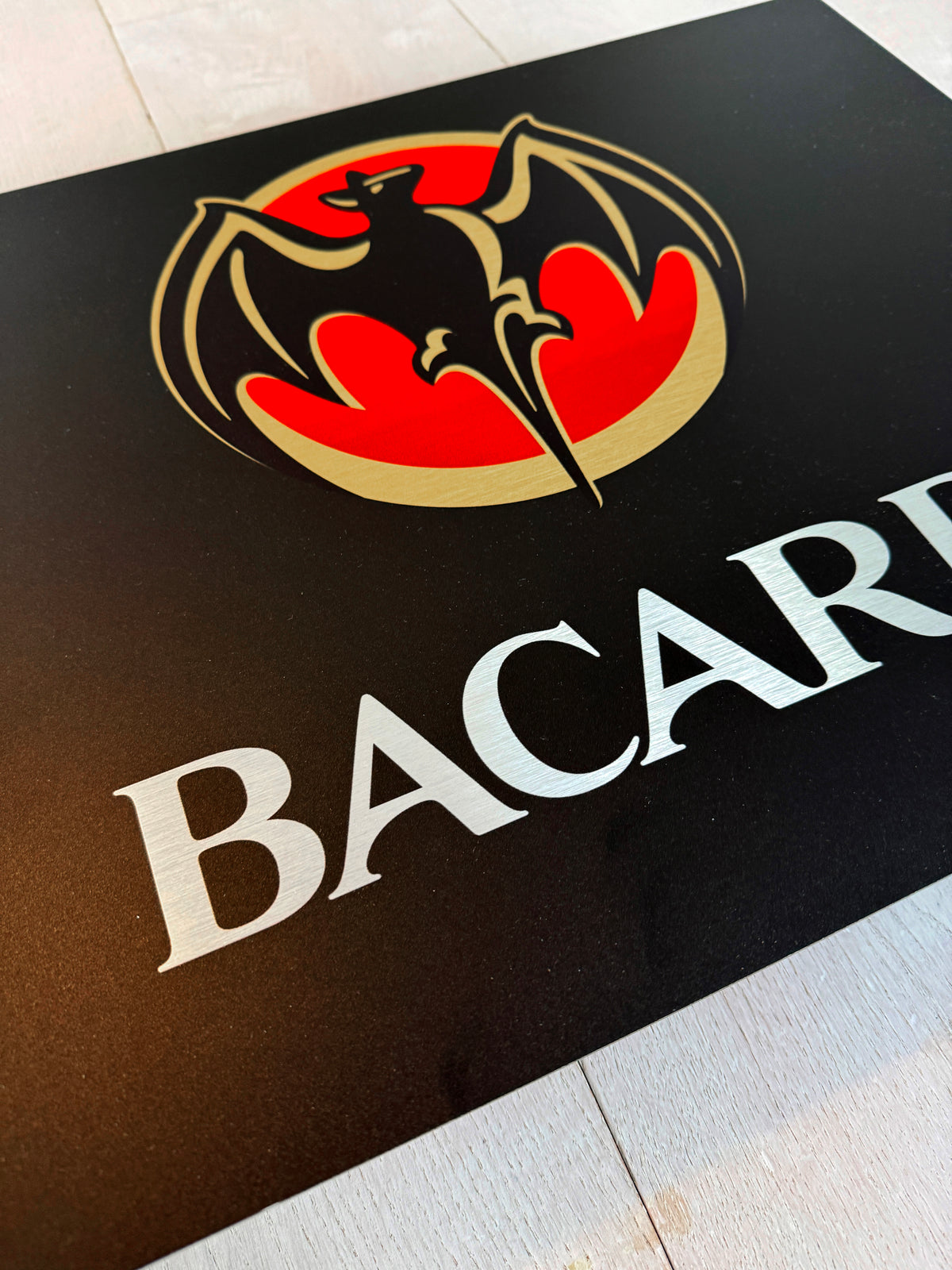 Reclamebord Bacardi glans logo, aluminium, 50x40cm