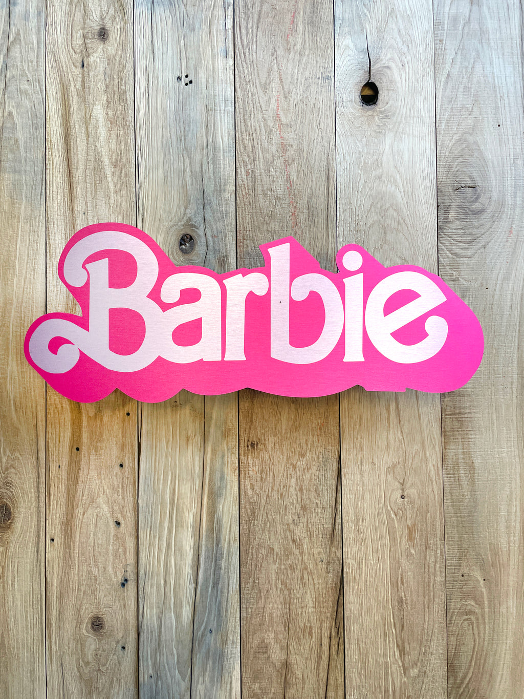 Reclamebord Barbie logo, aluminium, afmeting 57x23 cm