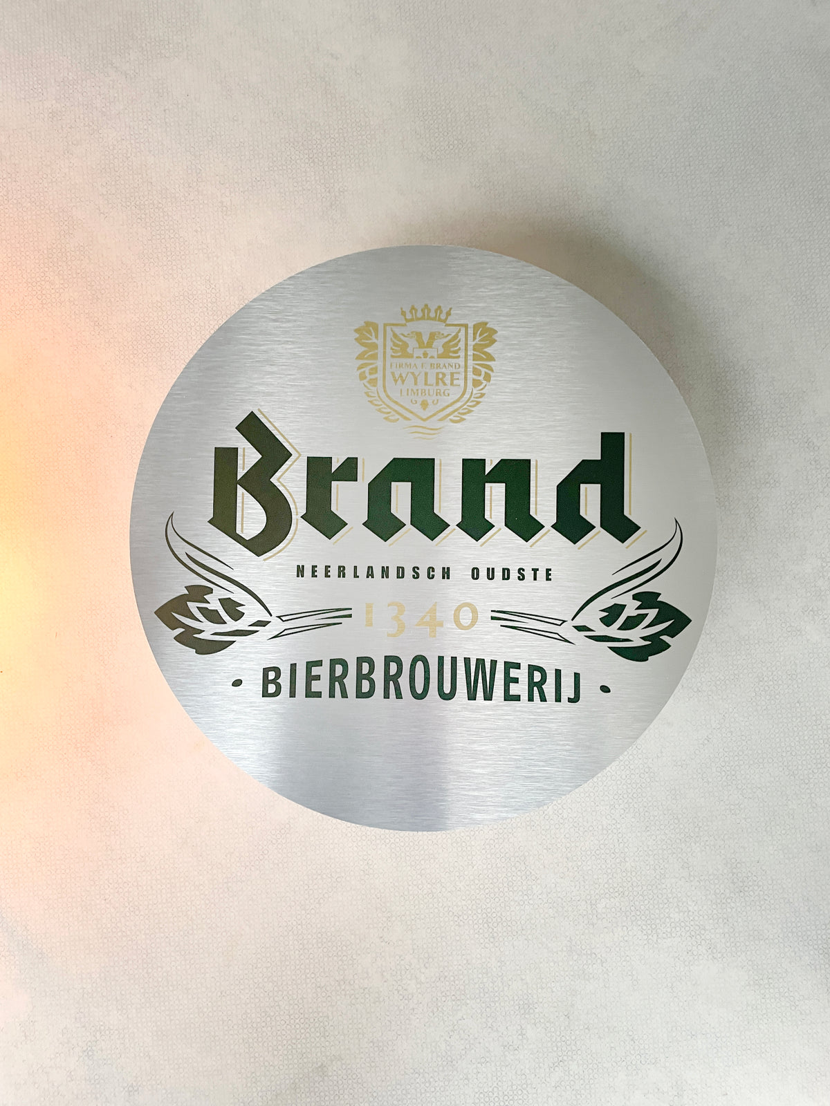 Reclamebord Brand bier logo aluminium, afmeting 40x40 cm