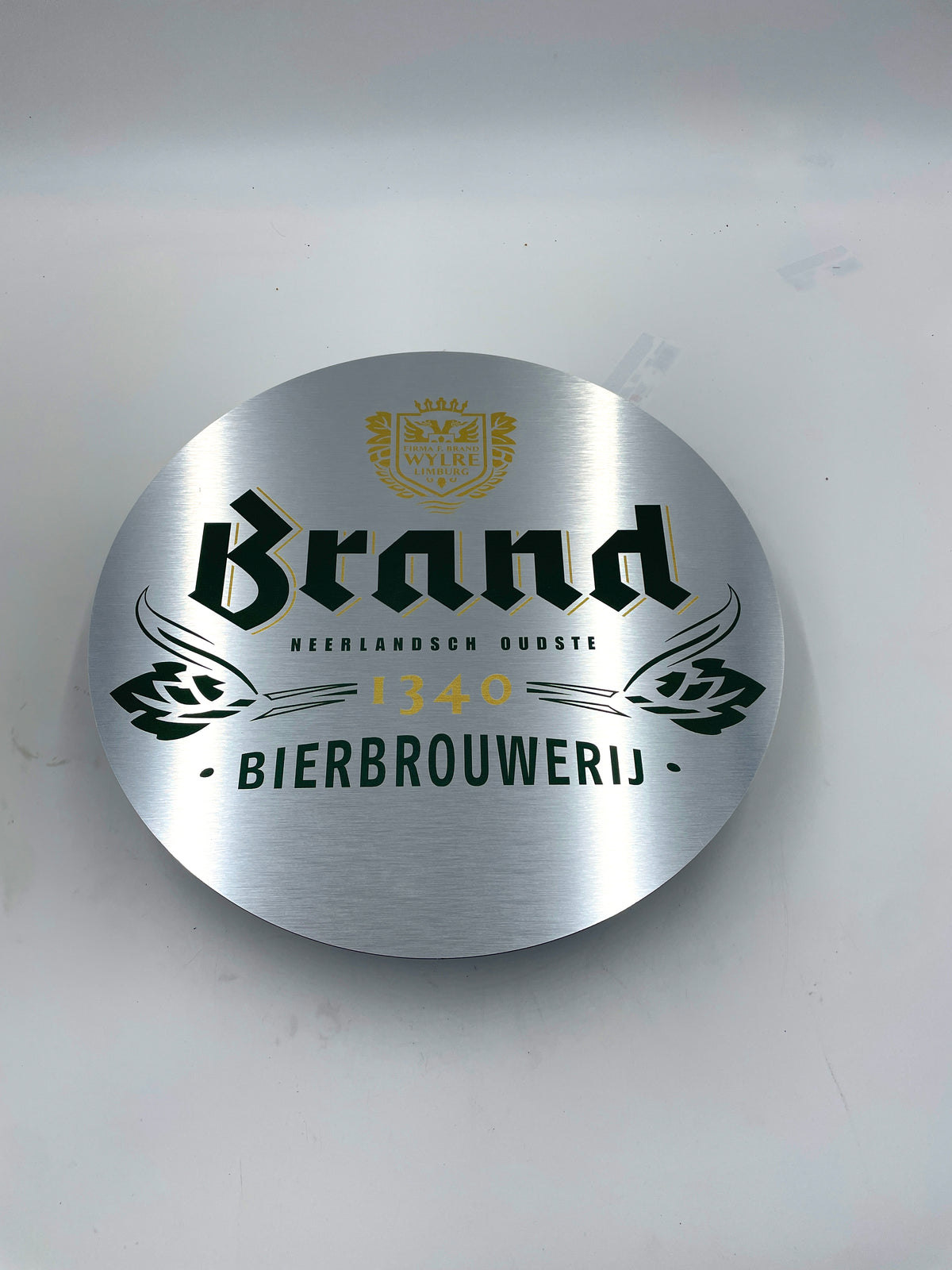 Reclamebord Brand bier logo aluminium, afmeting 40x40 cm