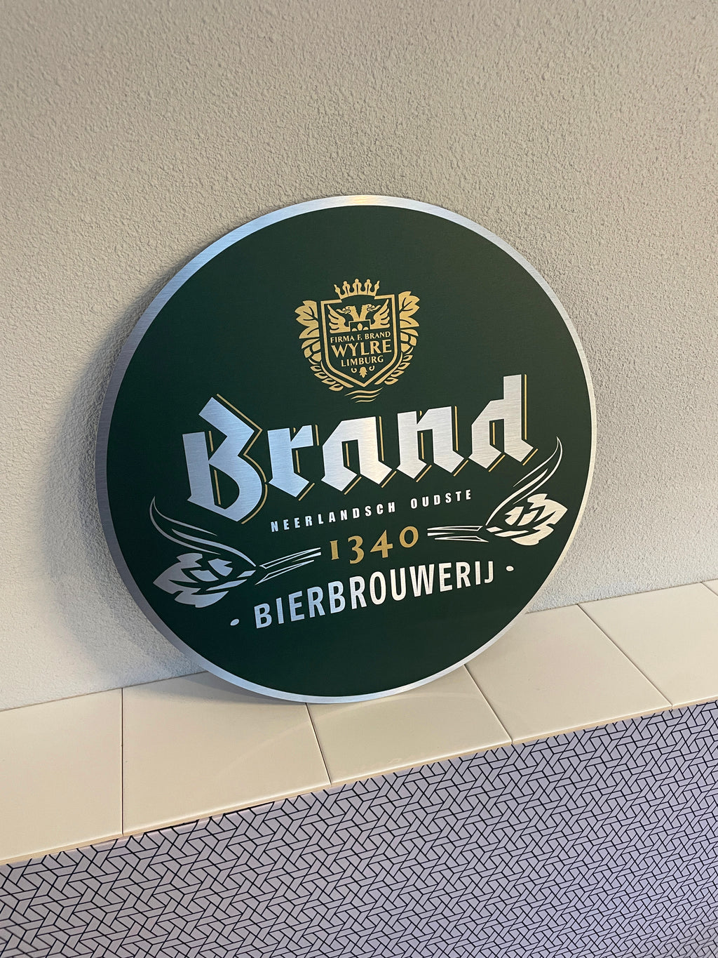 Reclamebord Brand bier logo groen, afmeting 40x40 cm