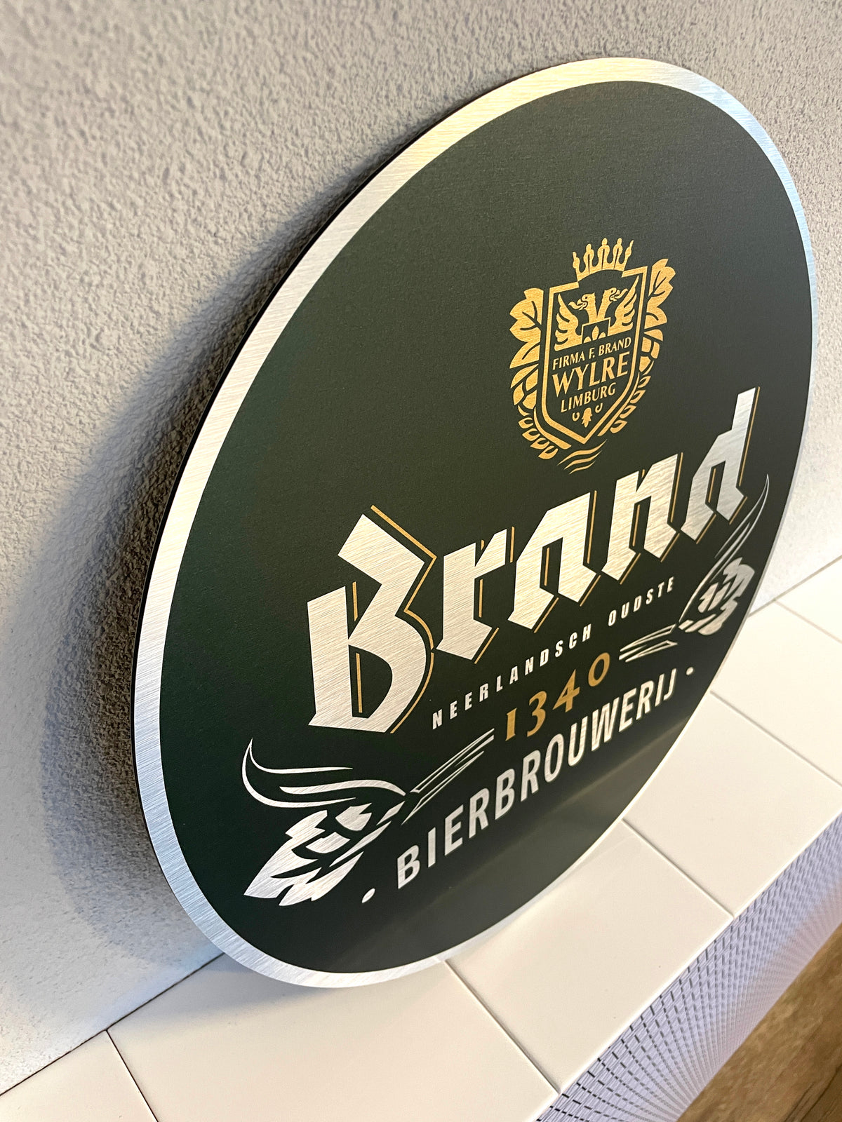 Reclamebord Brand bier logo groen, afmeting 40x40 cm