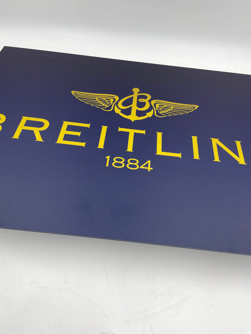 Reclamebord Breitling logo, aluminium, afmeting 40x57 cm