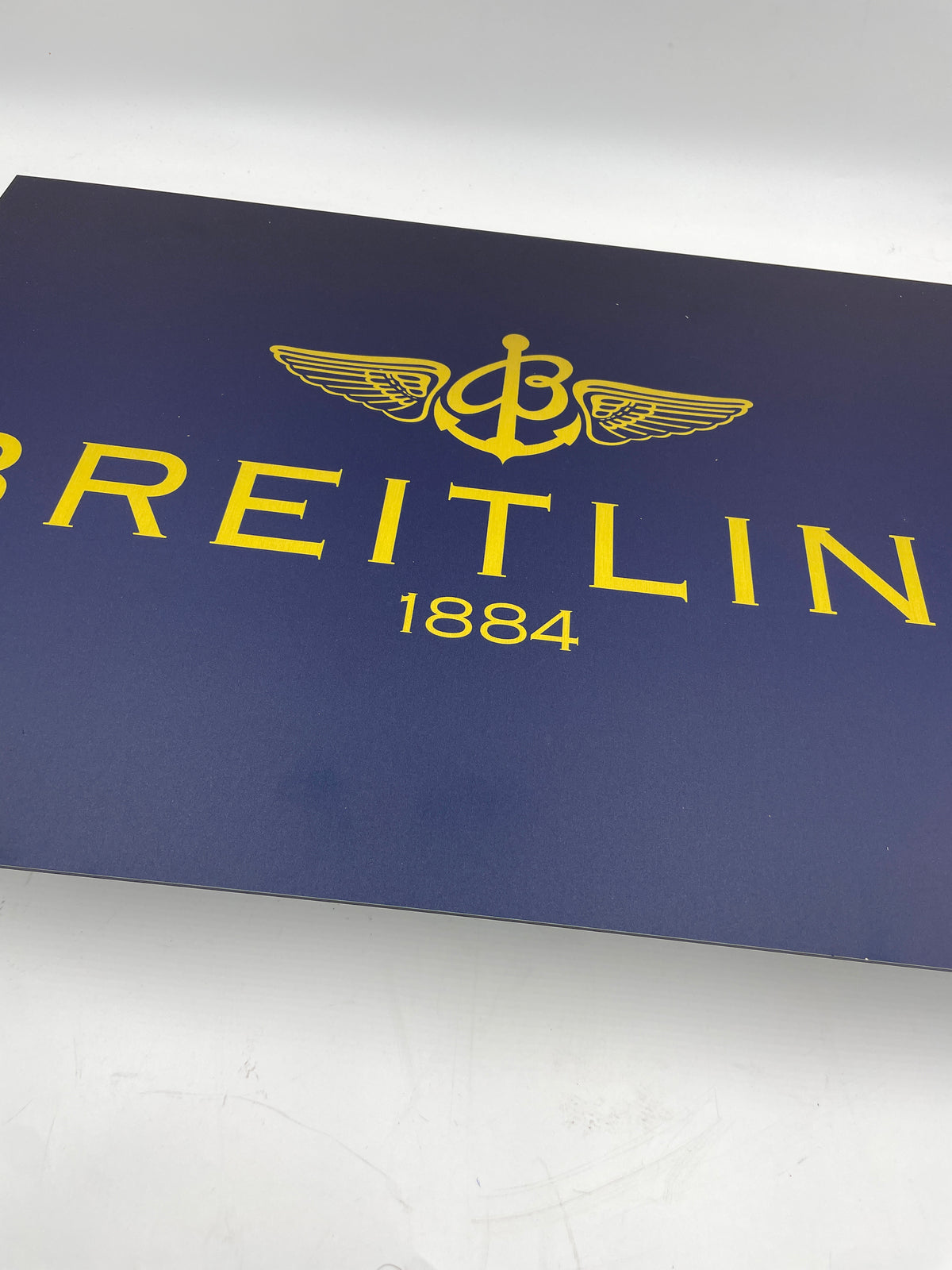 Reclamebord Breitling logo, aluminium, afmeting 40x57 cm