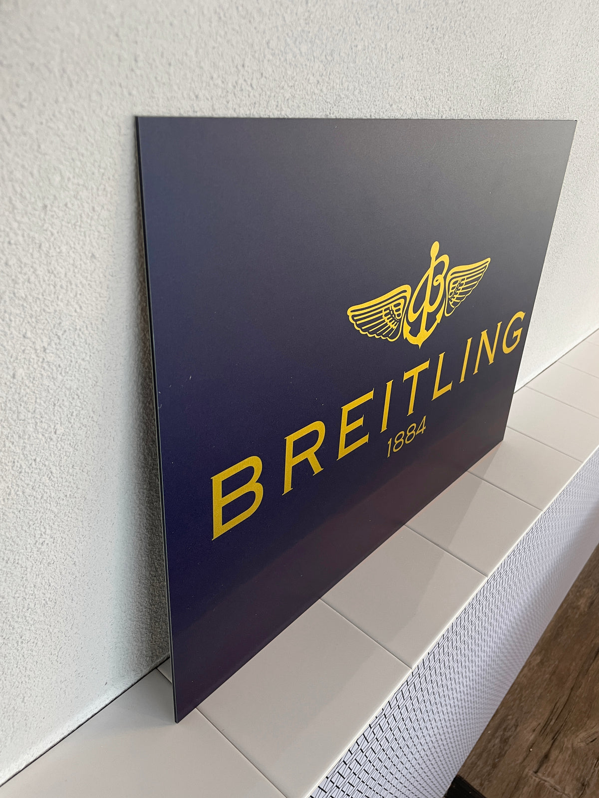 Reclamebord Breitling logo, aluminium, afmeting 40x57 cm