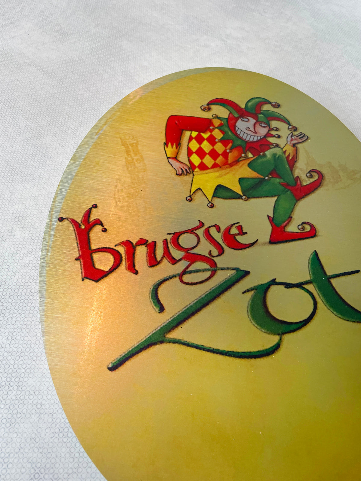 Reclamebord Brugse Zot bier, aluminium, afmeting 37x50 cm