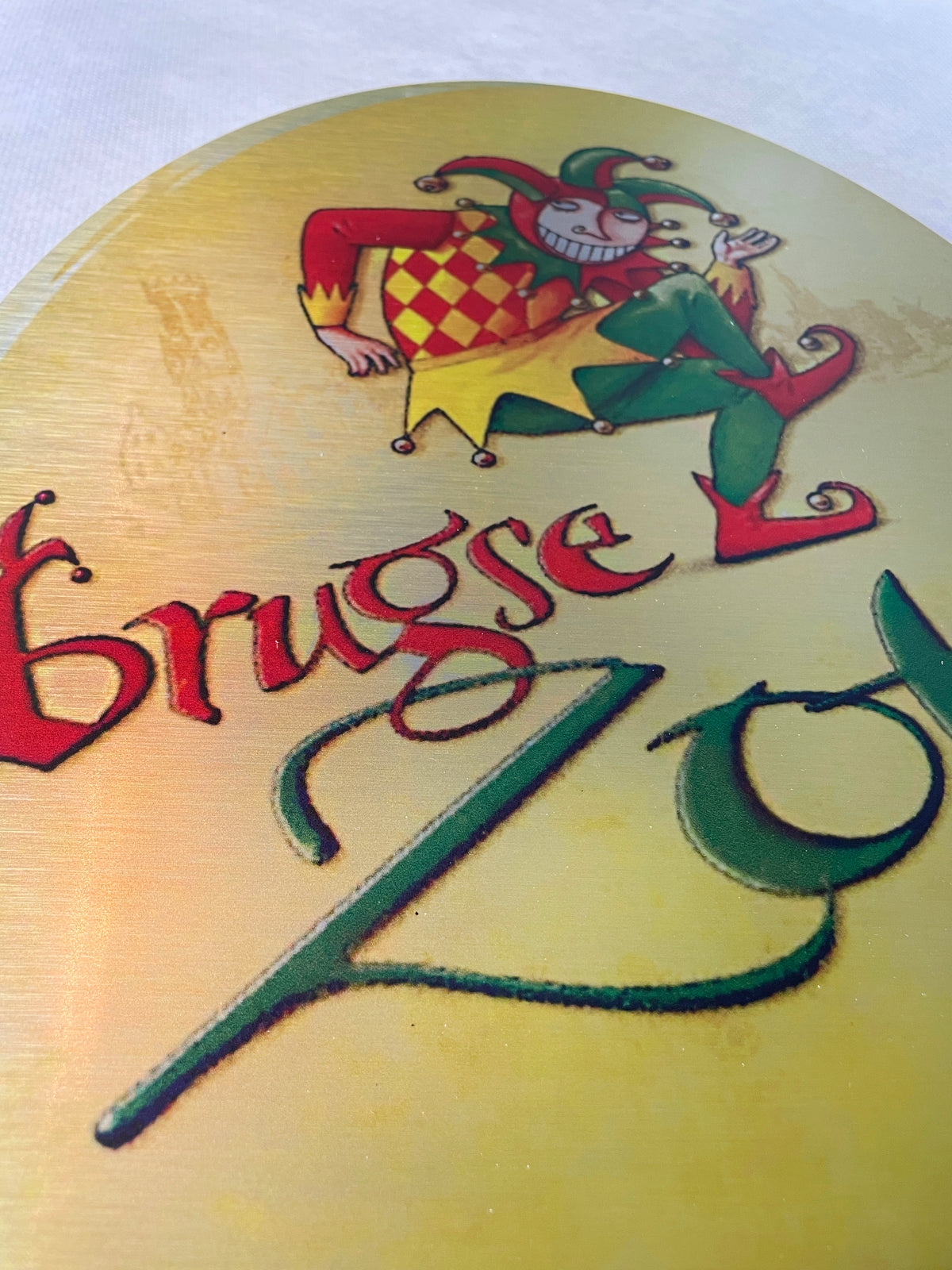 Reclamebord Brugse Zot bier, aluminium, afmeting 37x50 cm