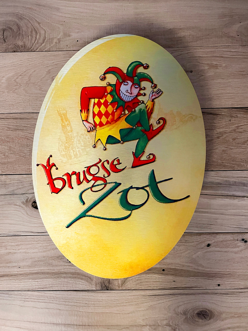 Reclamebord Brugse Zot bier, aluminium, afmeting 37x50 cm