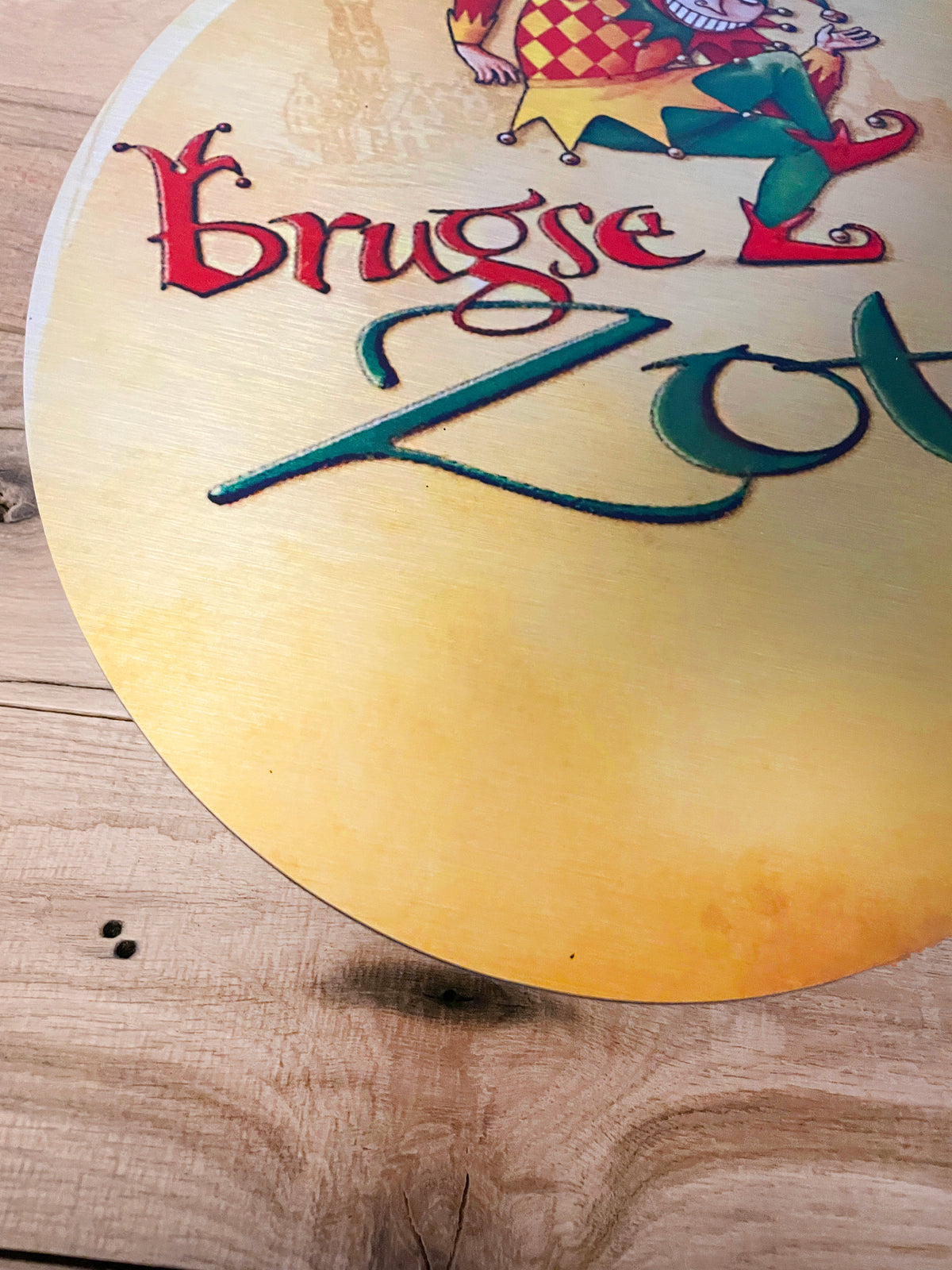 Reclamebord Brugse Zot bier, aluminium, afmeting 37x50 cm