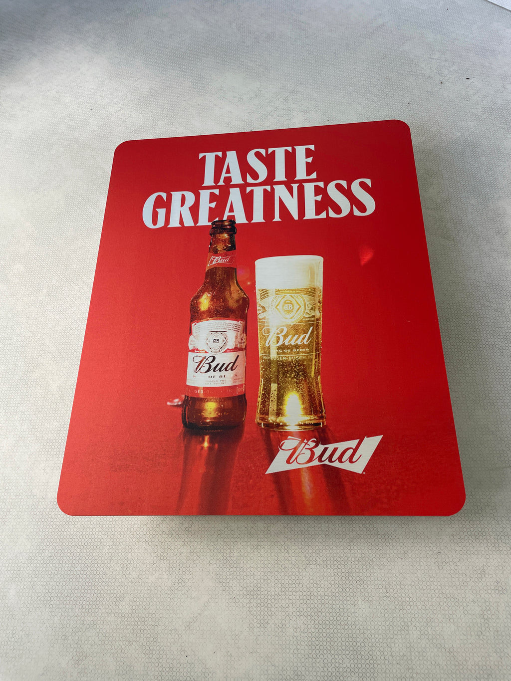 Reclamebord Budweiser bier logo, aluminium, afm 40x50 cm