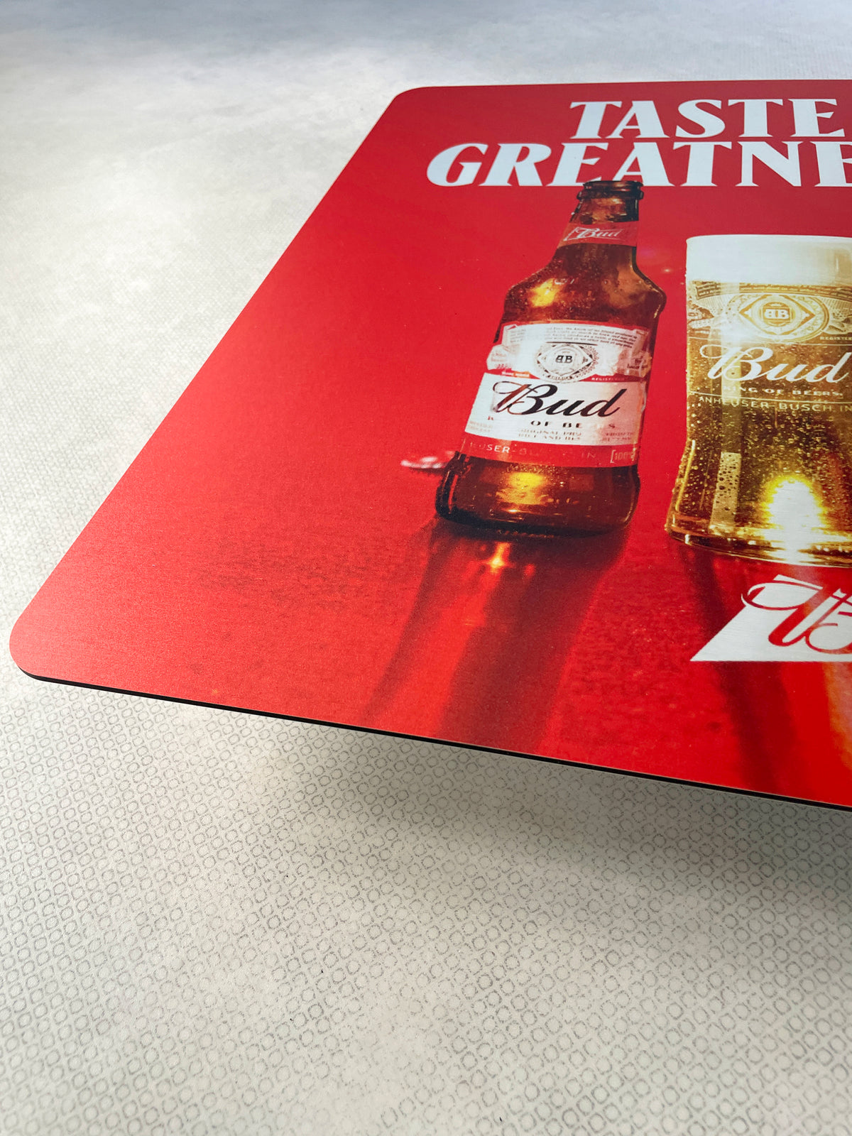 Reclamebord Budweiser bier logo, aluminium, afm 40x50 cm