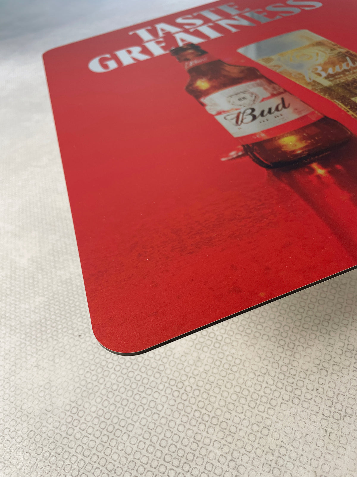 Reclamebord Budweiser bier logo, aluminium, afm 40x50 cm