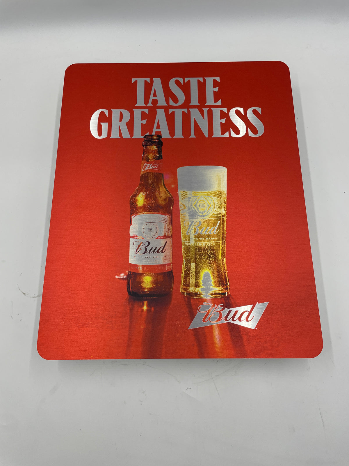 Reclamebord Budweiser bier logo, aluminium, afm 40x50 cm