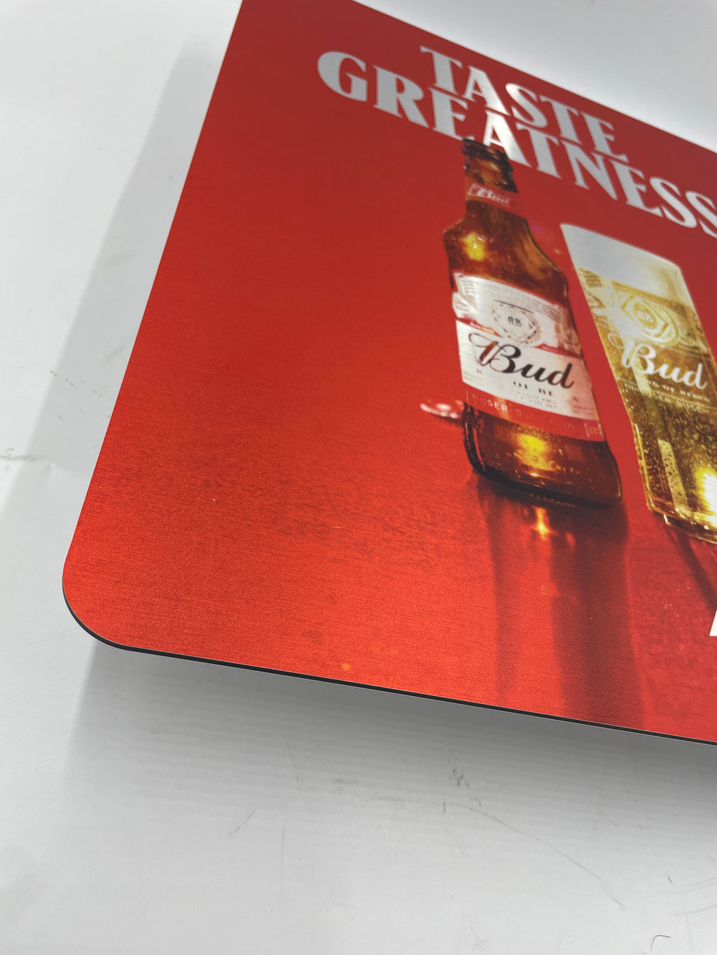 Reclamebord Budweiser bier logo, aluminium, afm 40x50 cm