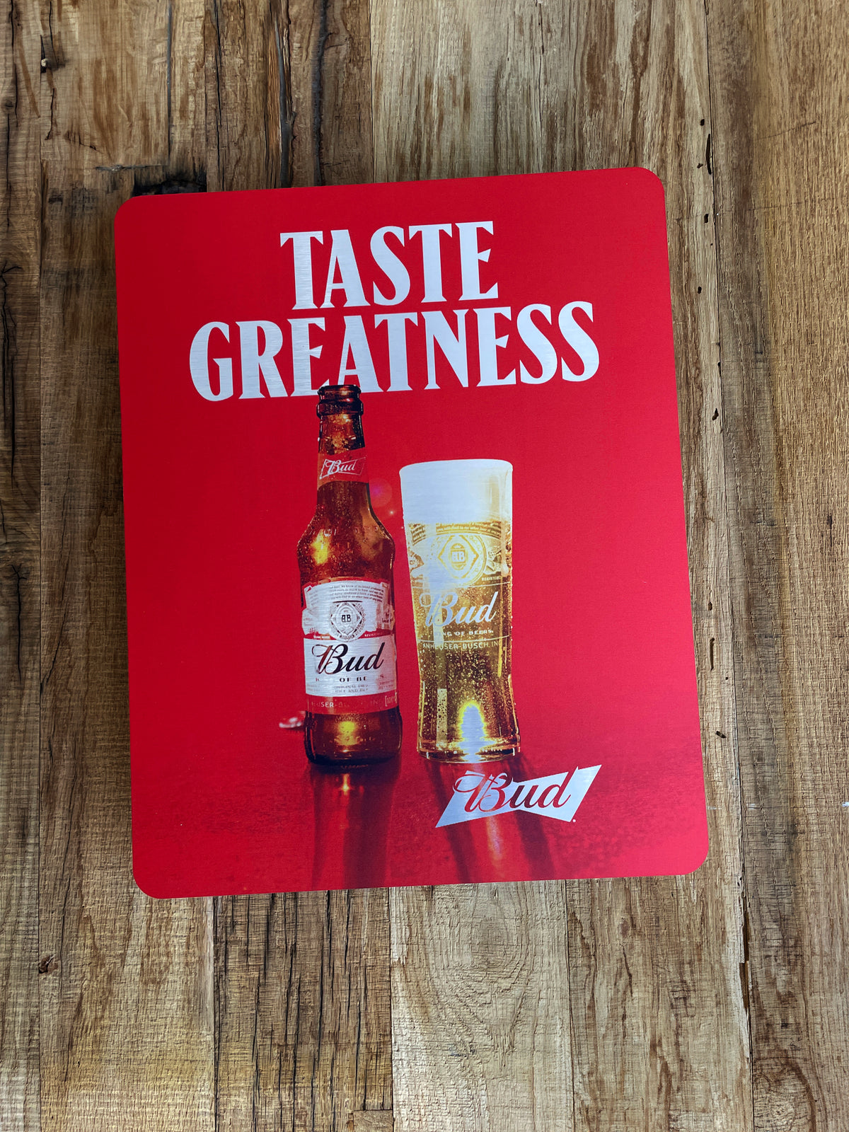 Reclamebord Budweiser bier logo, aluminium, afm 40x50 cm