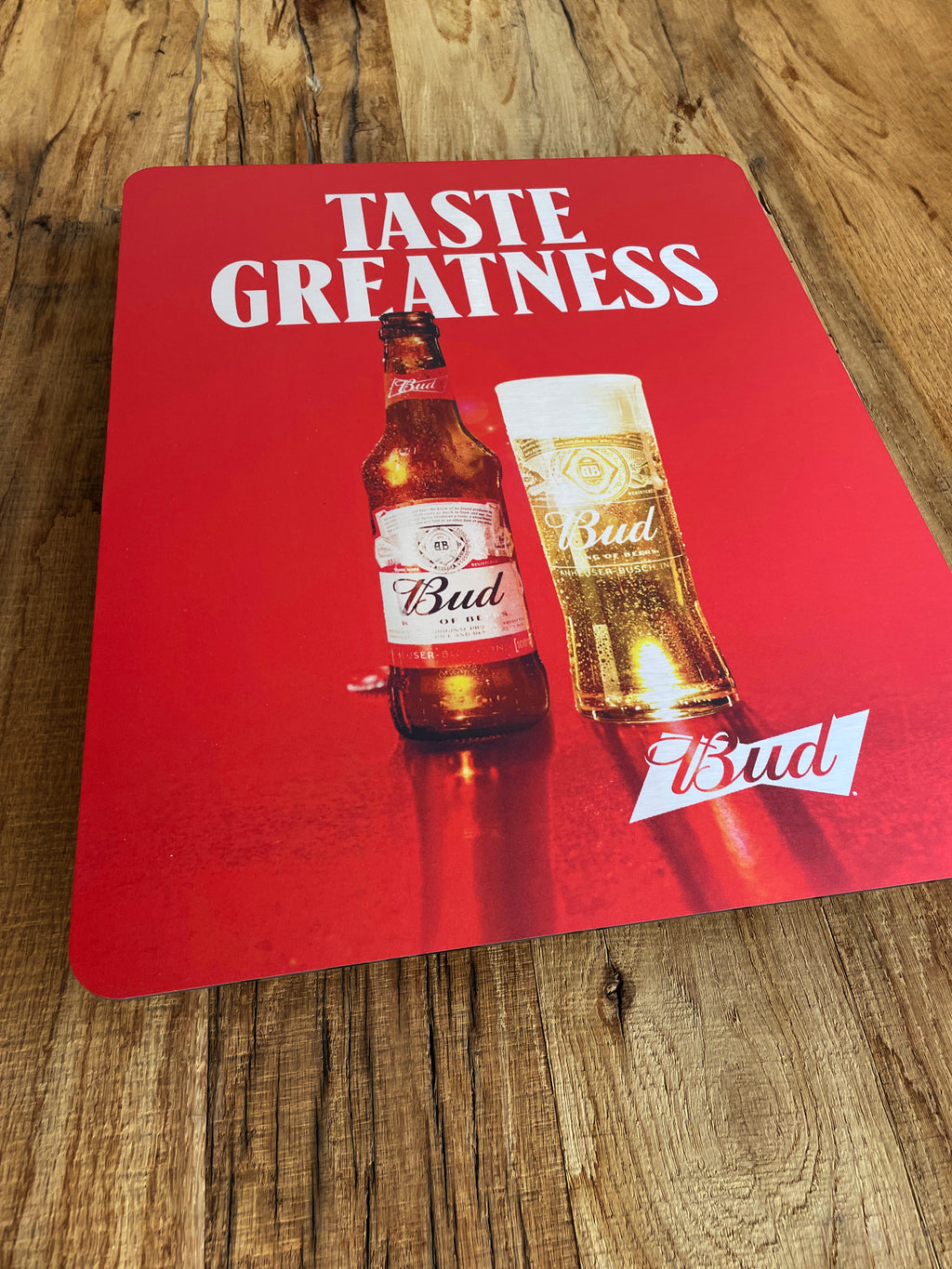 Reclamebord Budweiser bier logo, aluminium, afm 40x50 cm