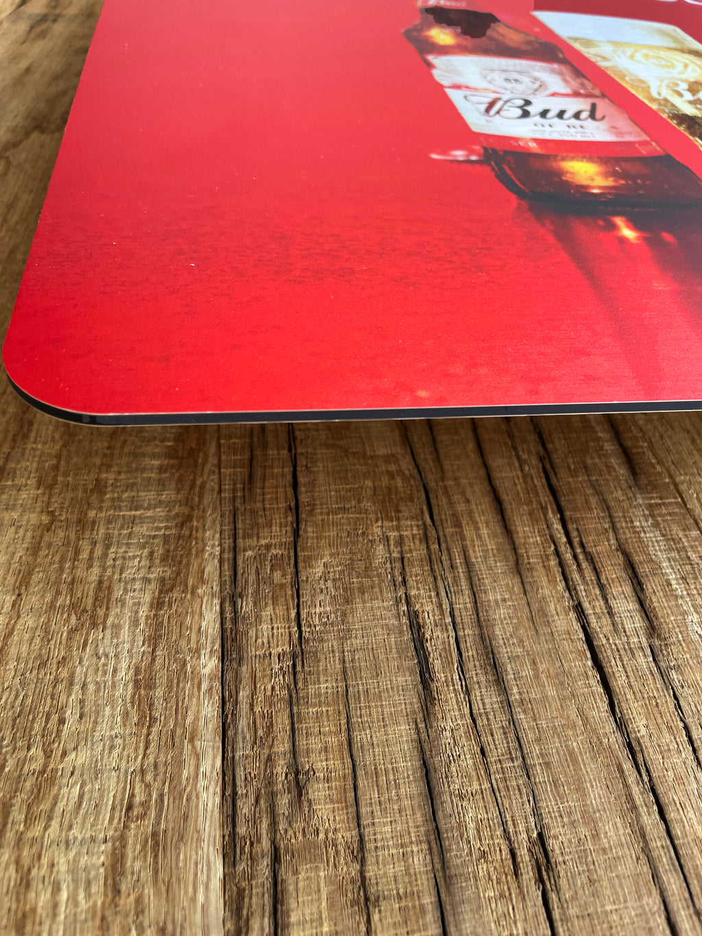 Reclamebord Budweiser bier logo, aluminium, afm 40x50 cm
