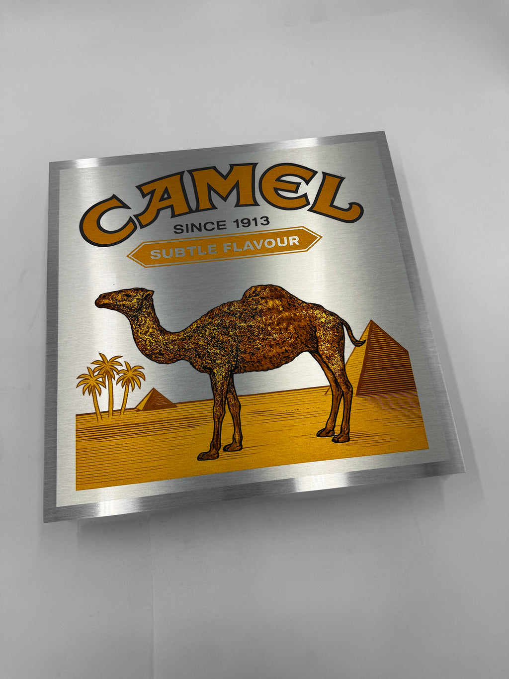 Reclamebord Camel sigaretten, aluminium, 40x40 cm