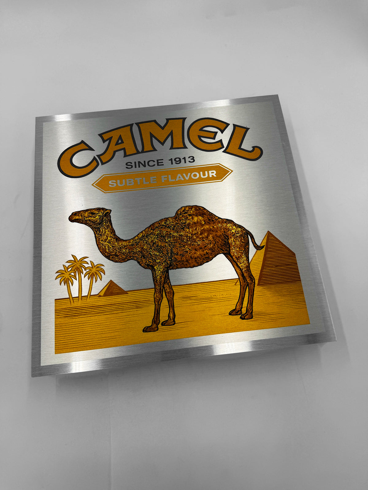 Reclamebord Camel sigaretten, aluminium, 40x40 cm