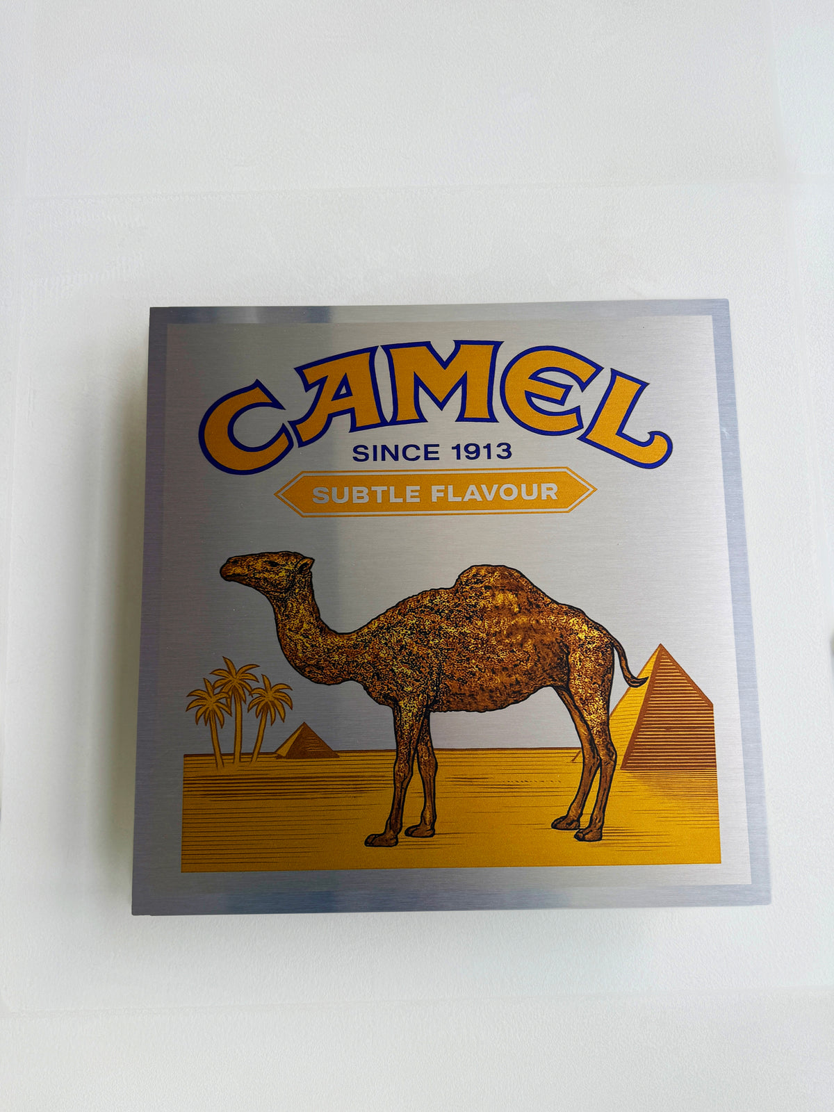 Reclamebord Camel sigaretten, aluminium, 40x40 cm