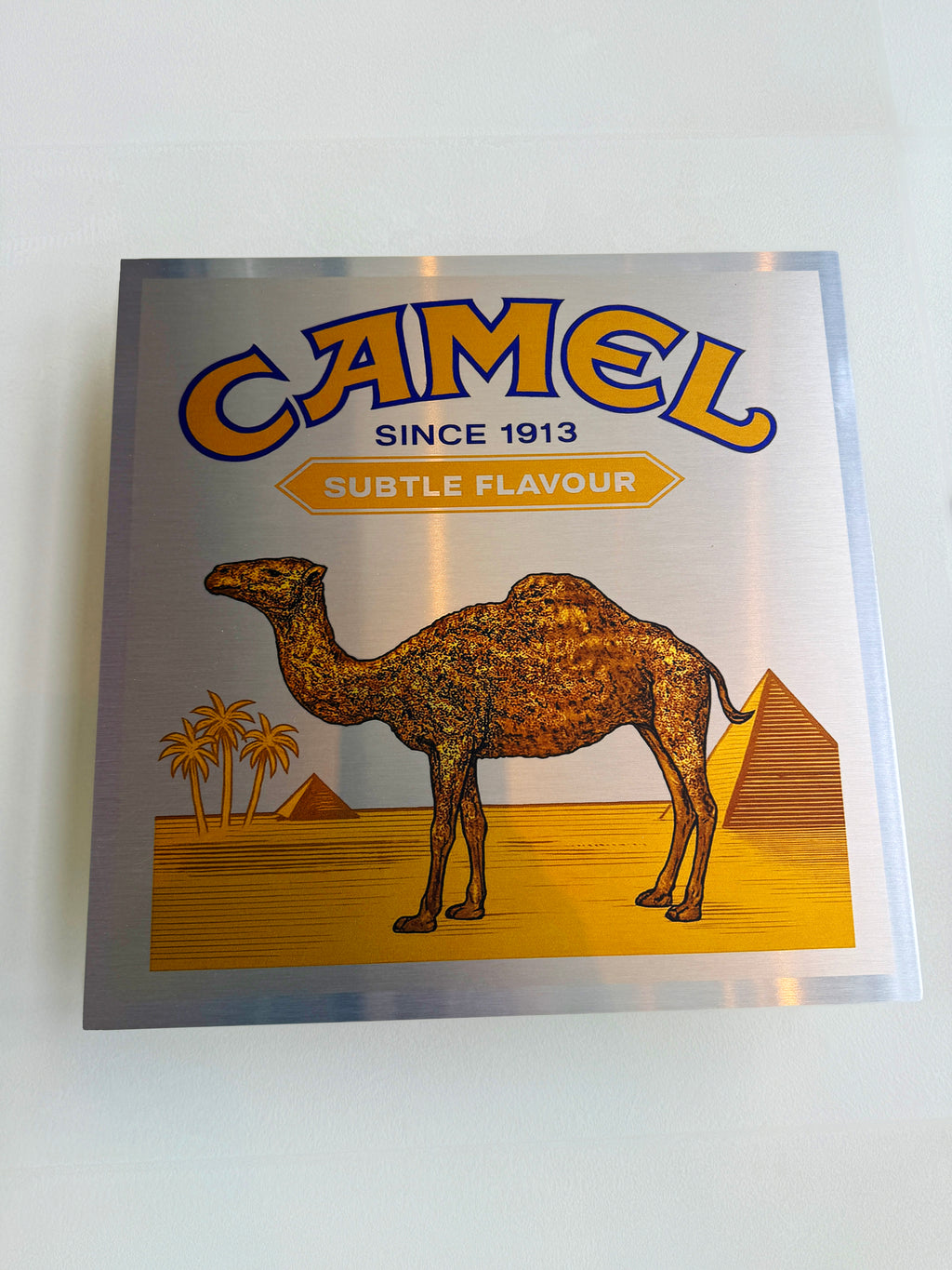 Reclamebord Camel sigaretten, aluminium, 40x40 cm