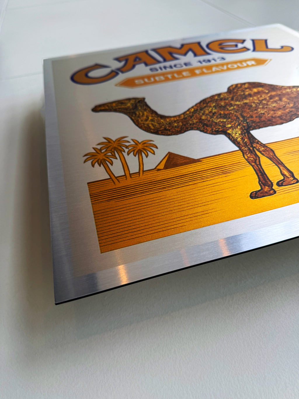 Reclamebord Camel sigaretten, aluminium, 40x40 cm