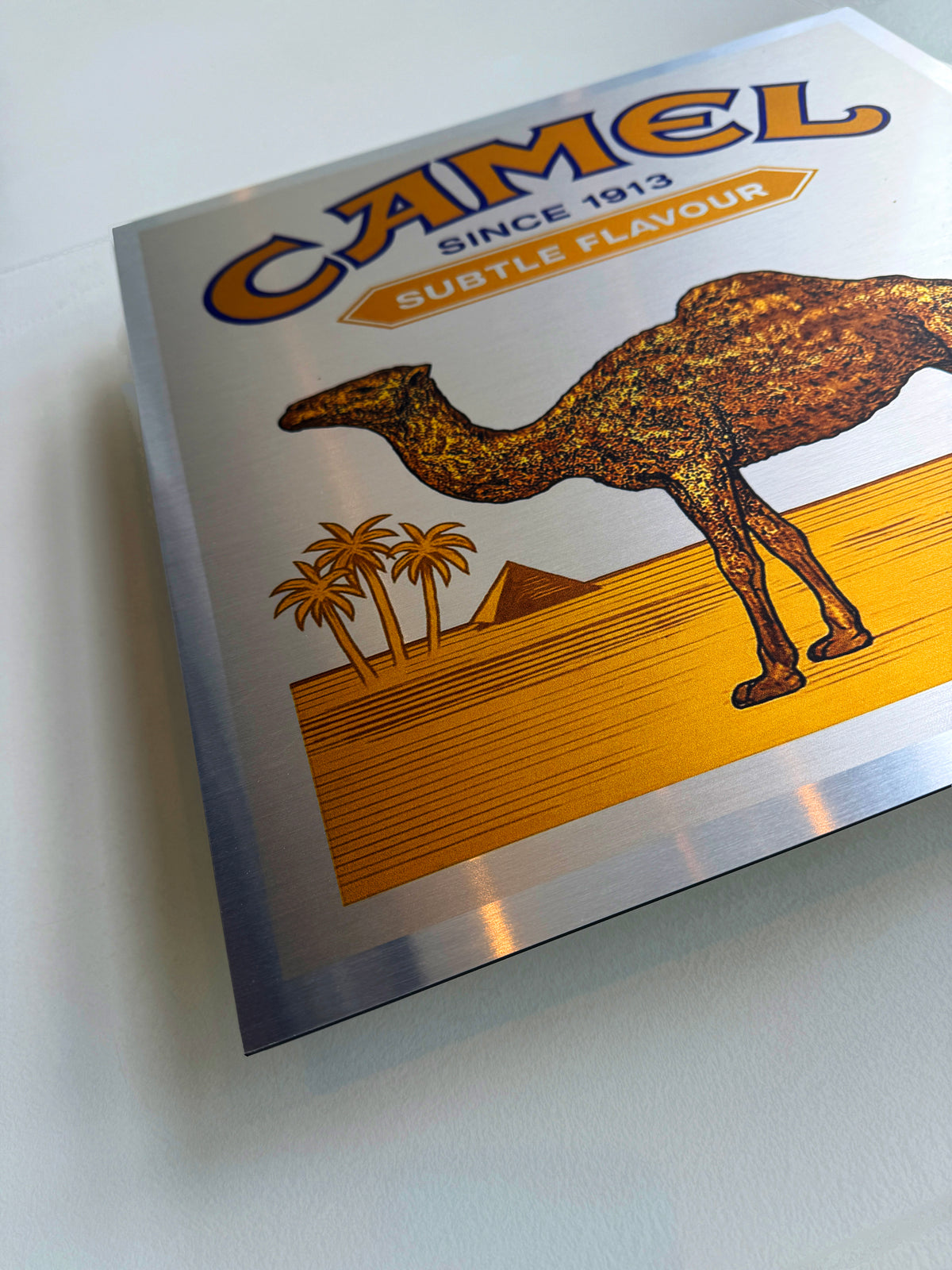 Reclamebord Camel sigaretten, aluminium, 40x40 cm
