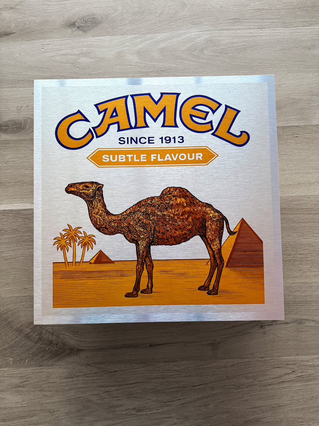 Reclamebord Camel sigaretten, aluminium, 40x40 cm
