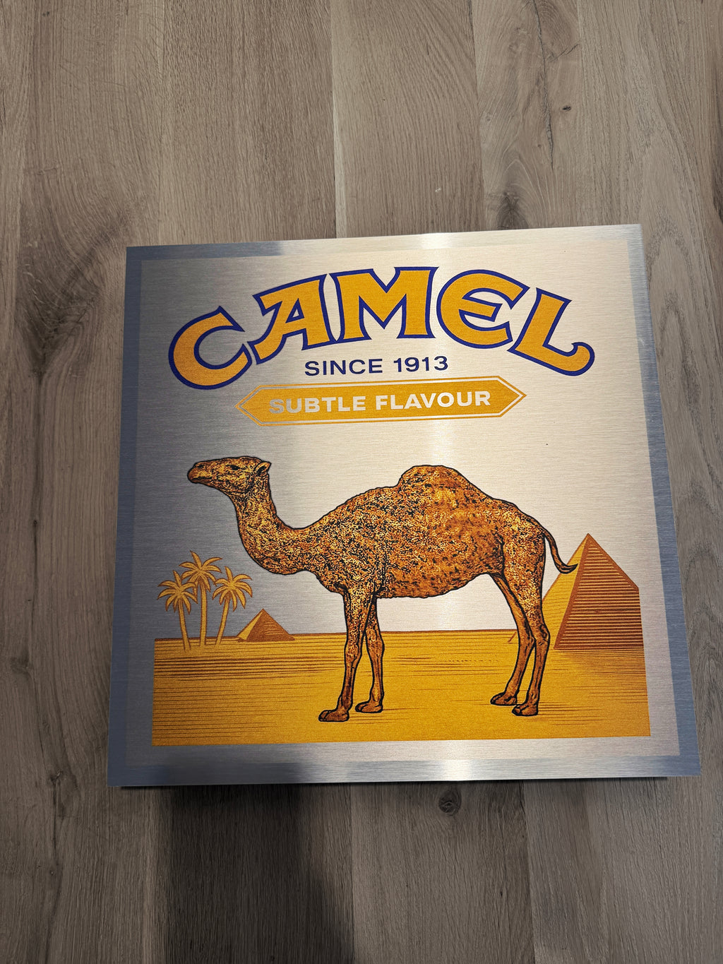 Reclamebord Camel sigaretten, aluminium, 40x40 cm