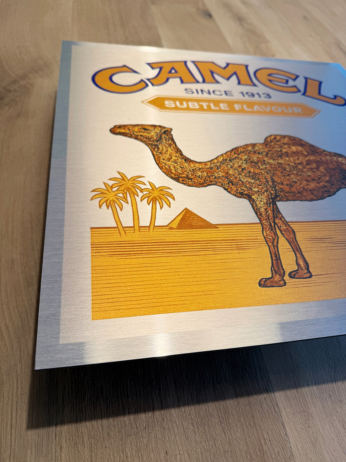 Reclamebord Camel sigaretten, aluminium, 40x40 cm