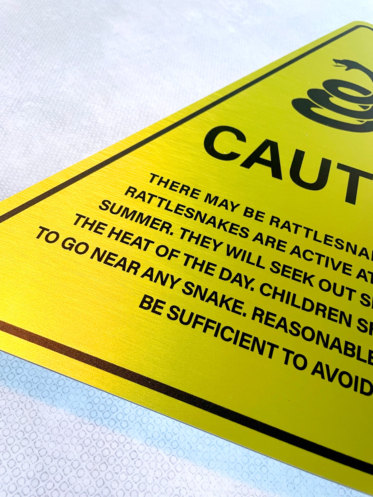 Bord Rattlesnake Caution Snake aluminium, afmeting 40x40 cm