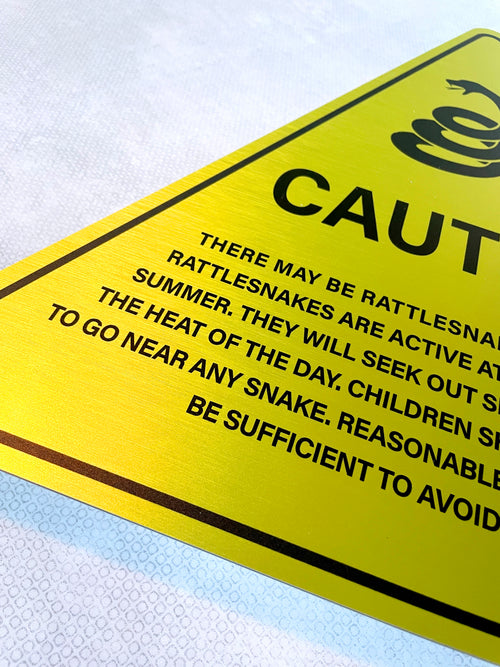 Bord Rattlesnake Caution Snake aluminium, afmeting 40x40 cm