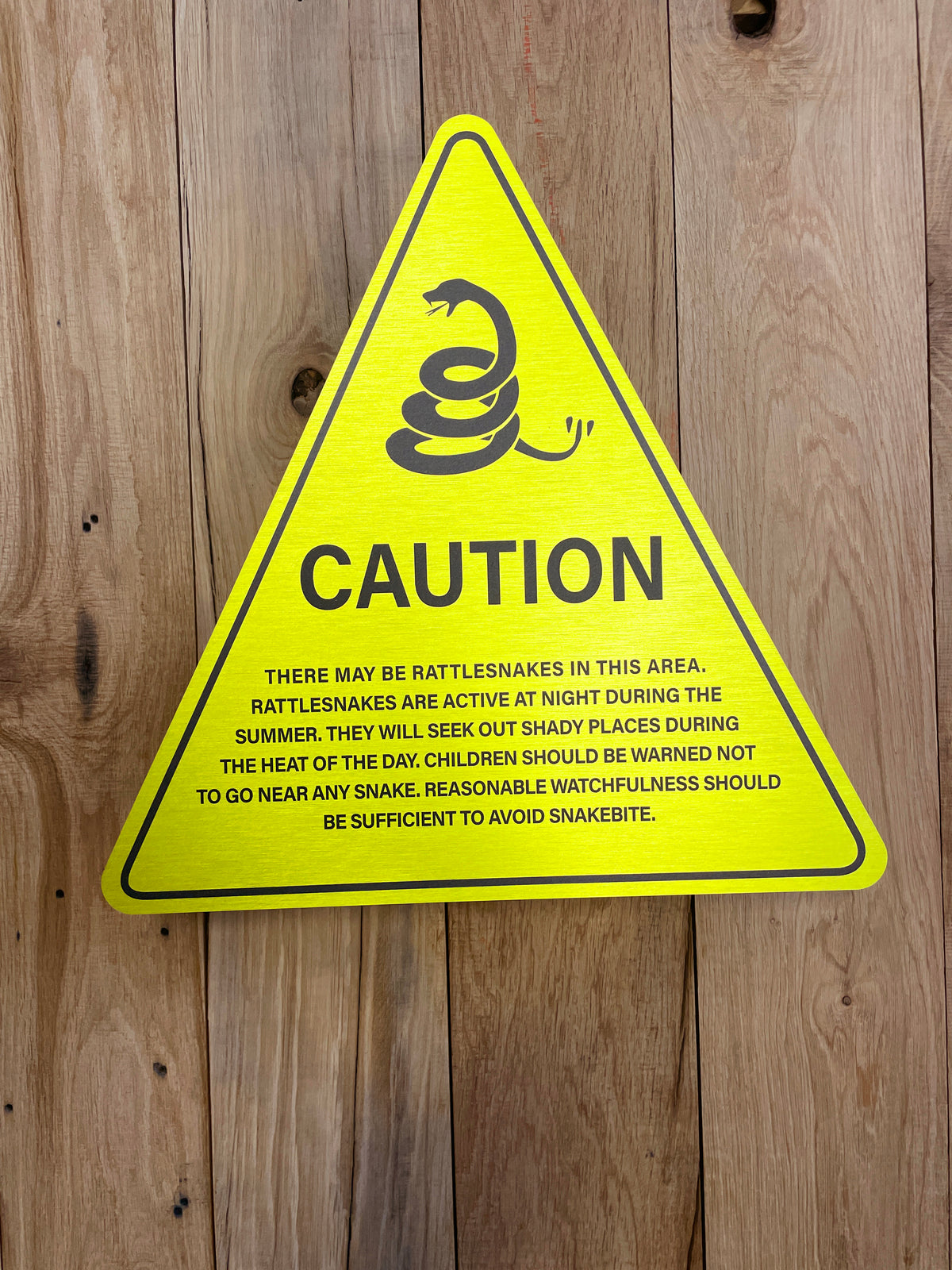 Bord Rattlesnake Caution Snake aluminium, afmeting 40x40 cm