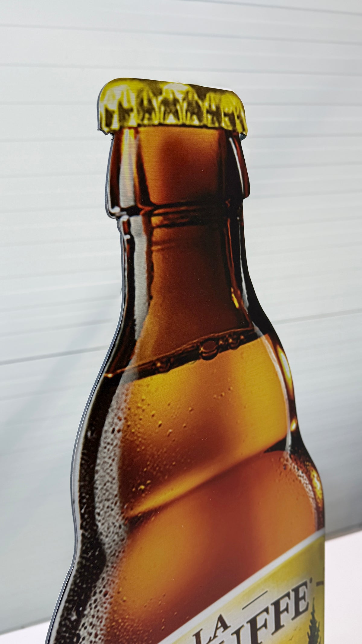 Reclamebord Chouffe bierfles klein, aluminium, afm 28x70 cm