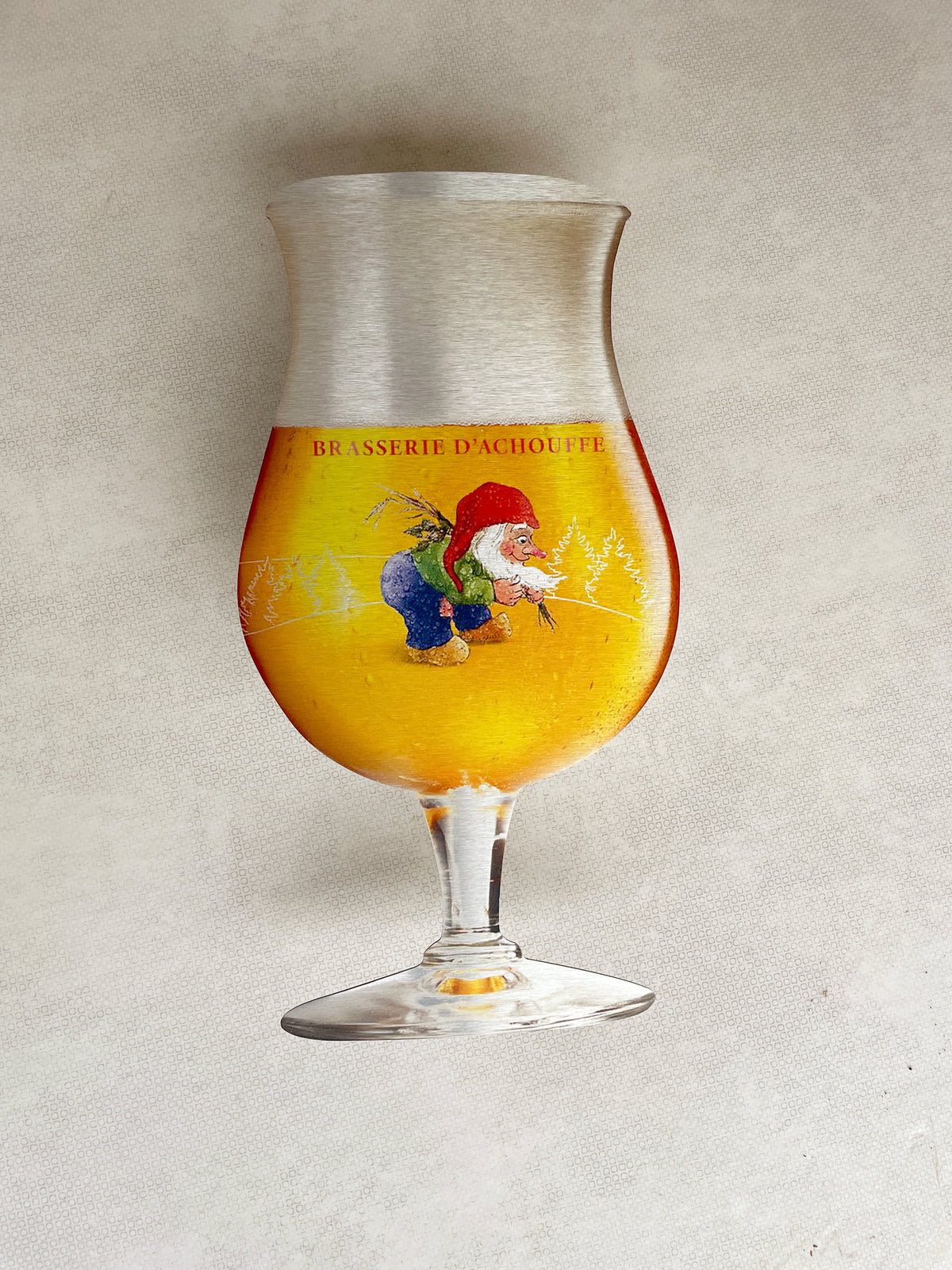 Reclamebord Chouffe bierglas groot, aluminium, afm 26x50 cm