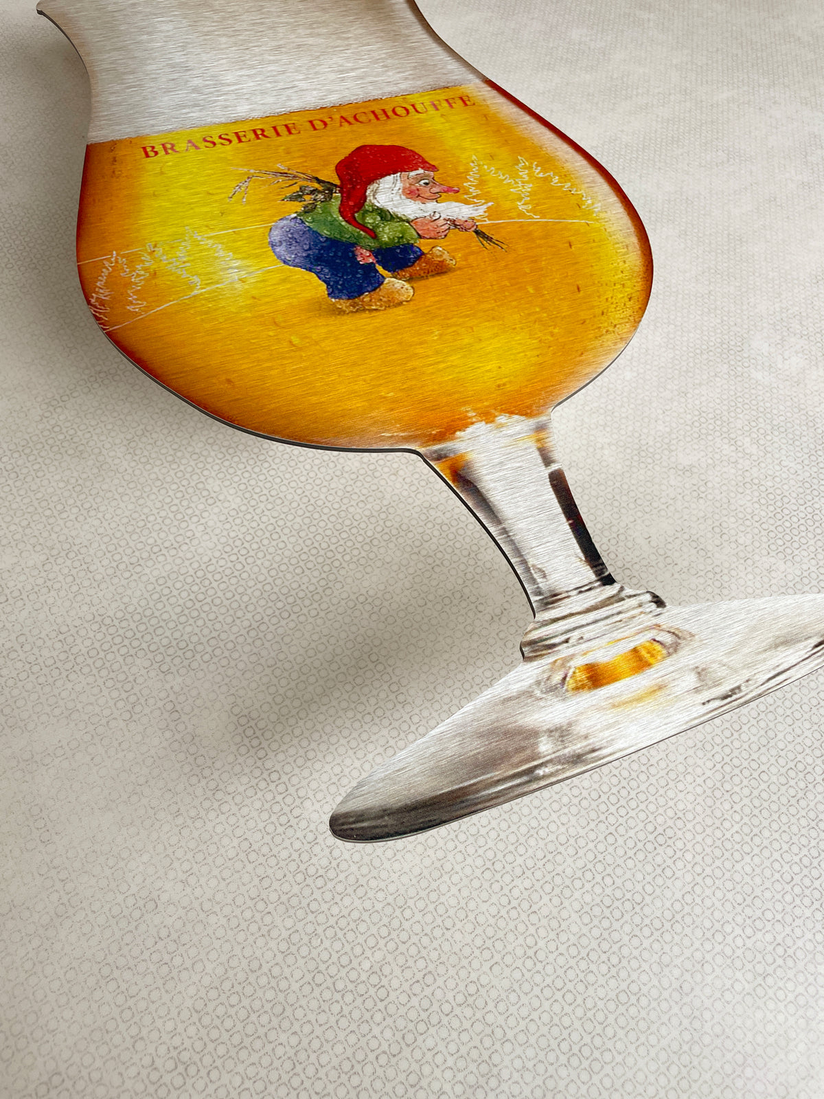 Reclamebord Chouffe bierglas groot, aluminium, afm 26x50 cm