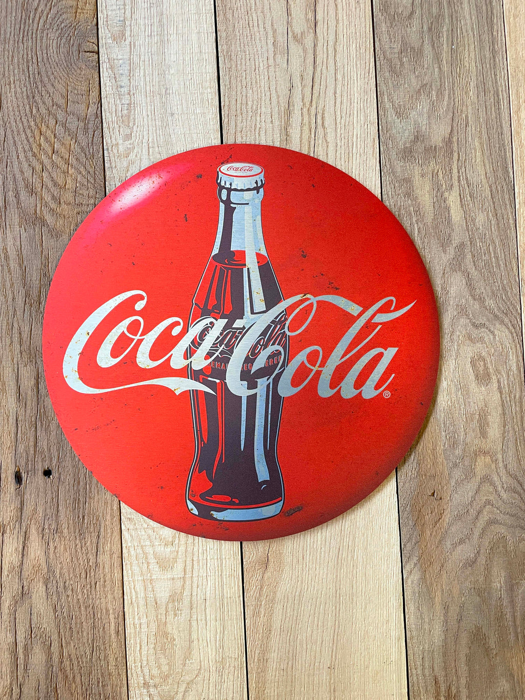 Reclamebord Coca Cola, aluminium, rvs look, afm 40x40 cm
