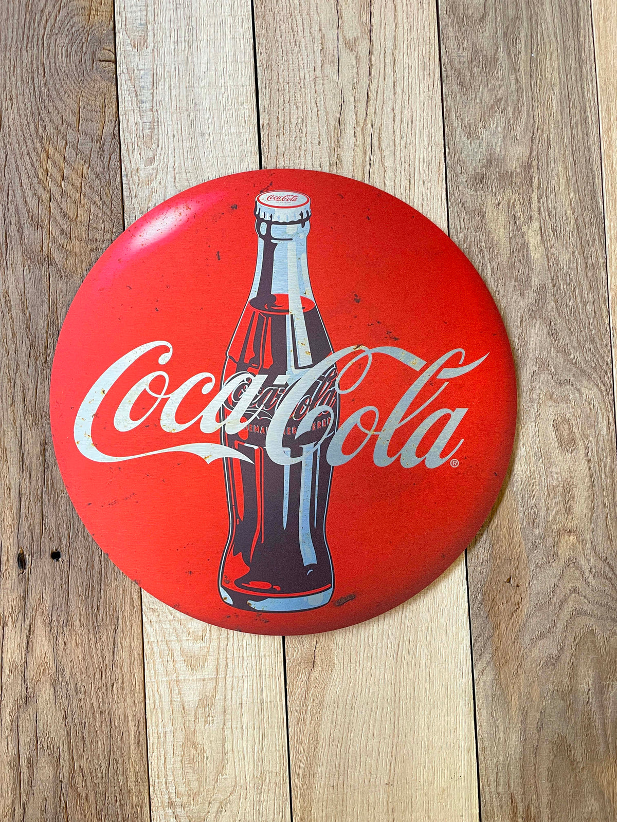 Reclamebord Coca Cola, aluminium, rvs look, afm 40x40 cm