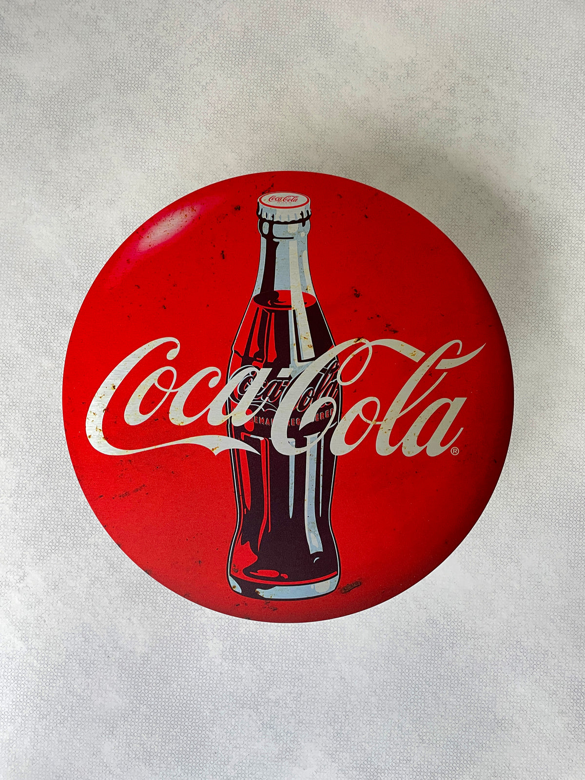Reclamebord Coca Cola, aluminium, rvs look, afm 40x40 cm